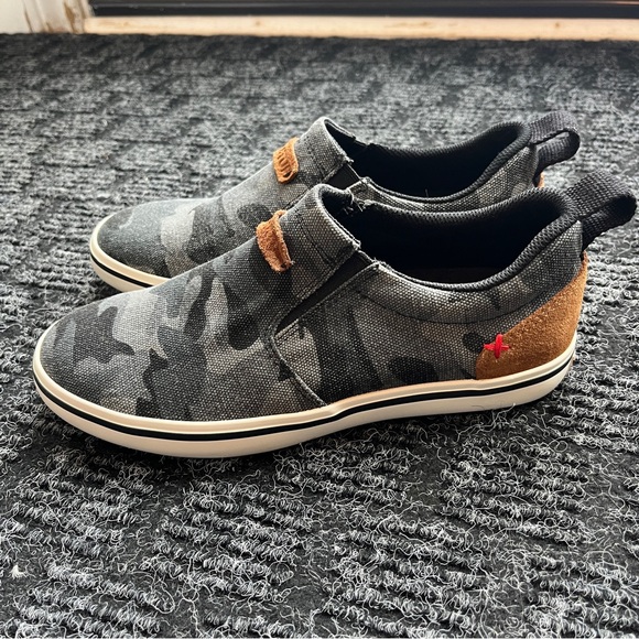 XTRATUF Women's Slip-On Sneakers - Black Canvas with Brown Suede Heel - Picture 3 of 16